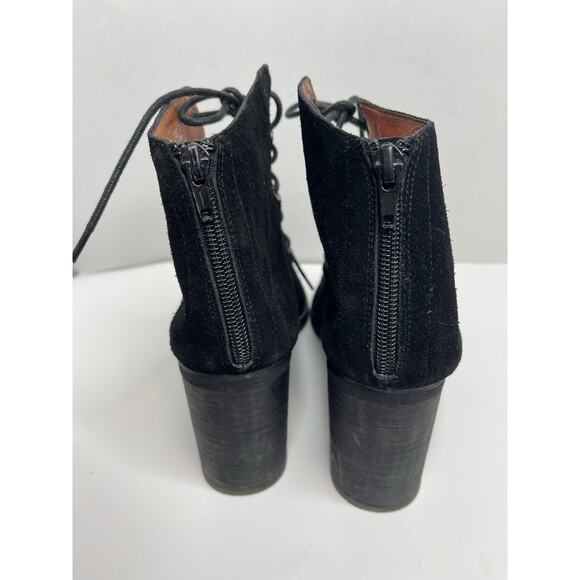 Jeffrey Campbell Cors peep toe lace up suede heel booties size 11 black - Picture 10 of 11